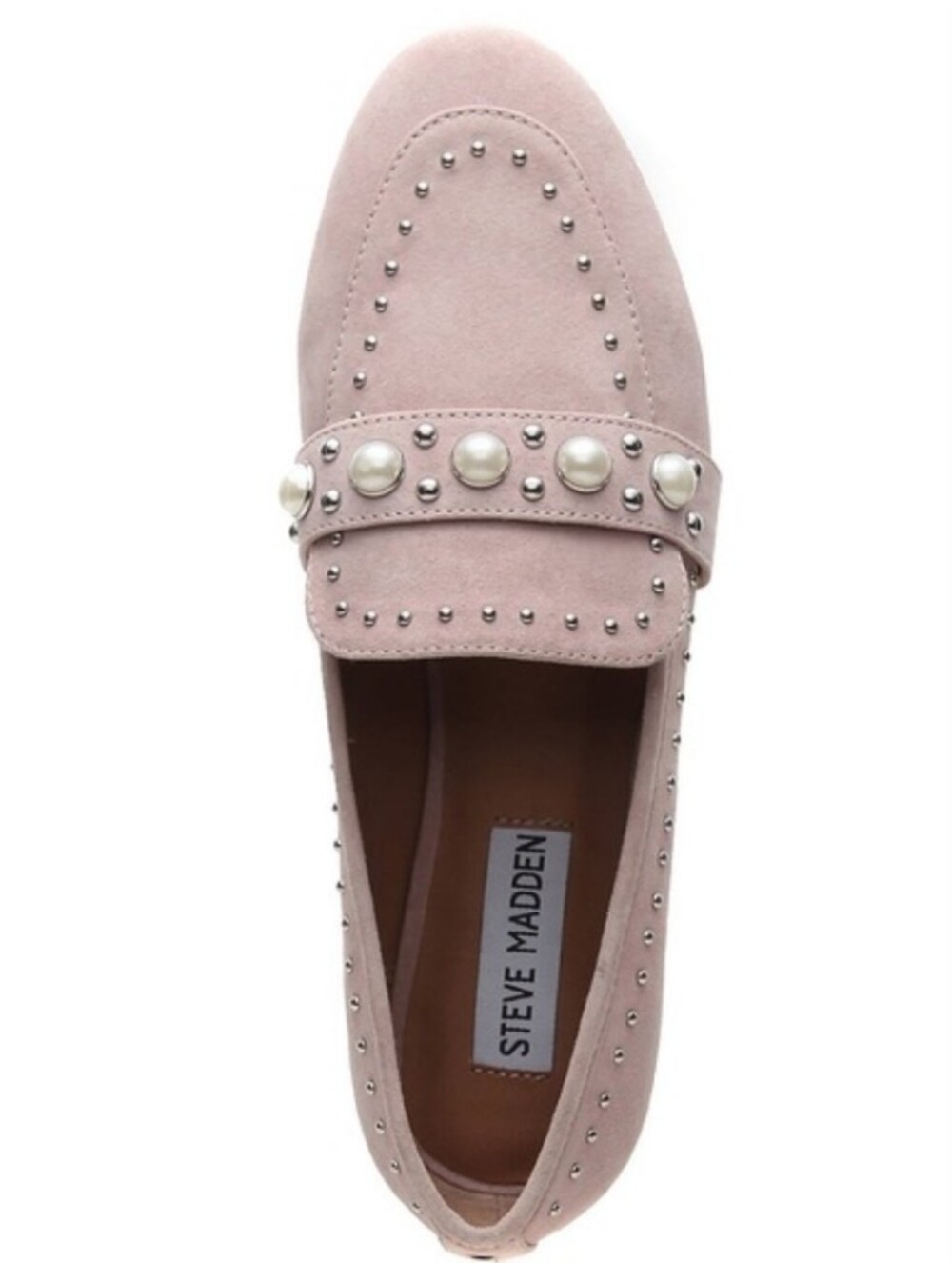 Berkshire Blush Pearl & Stud Suede-Look Loafers - Picture 2 of 14
